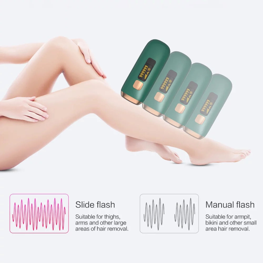 Upgraded 990,000 Flashes Hair Removal Device for Women'S and Men'S Facial & Legs with Cooling System, Green