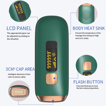 Upgraded 990,000 Flashes Hair Removal Device for Women'S and Men'S Facial & Legs with Cooling System, Green