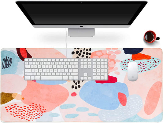 Desk Mat, Extended Gaming Mouse Pad Large 35.4" X 15.7" XXL Laptop Mousepad with Stitched Edges Non Slip Base, Water-Resistant Computer Desk Pad for Office and Home（Multi-Color）