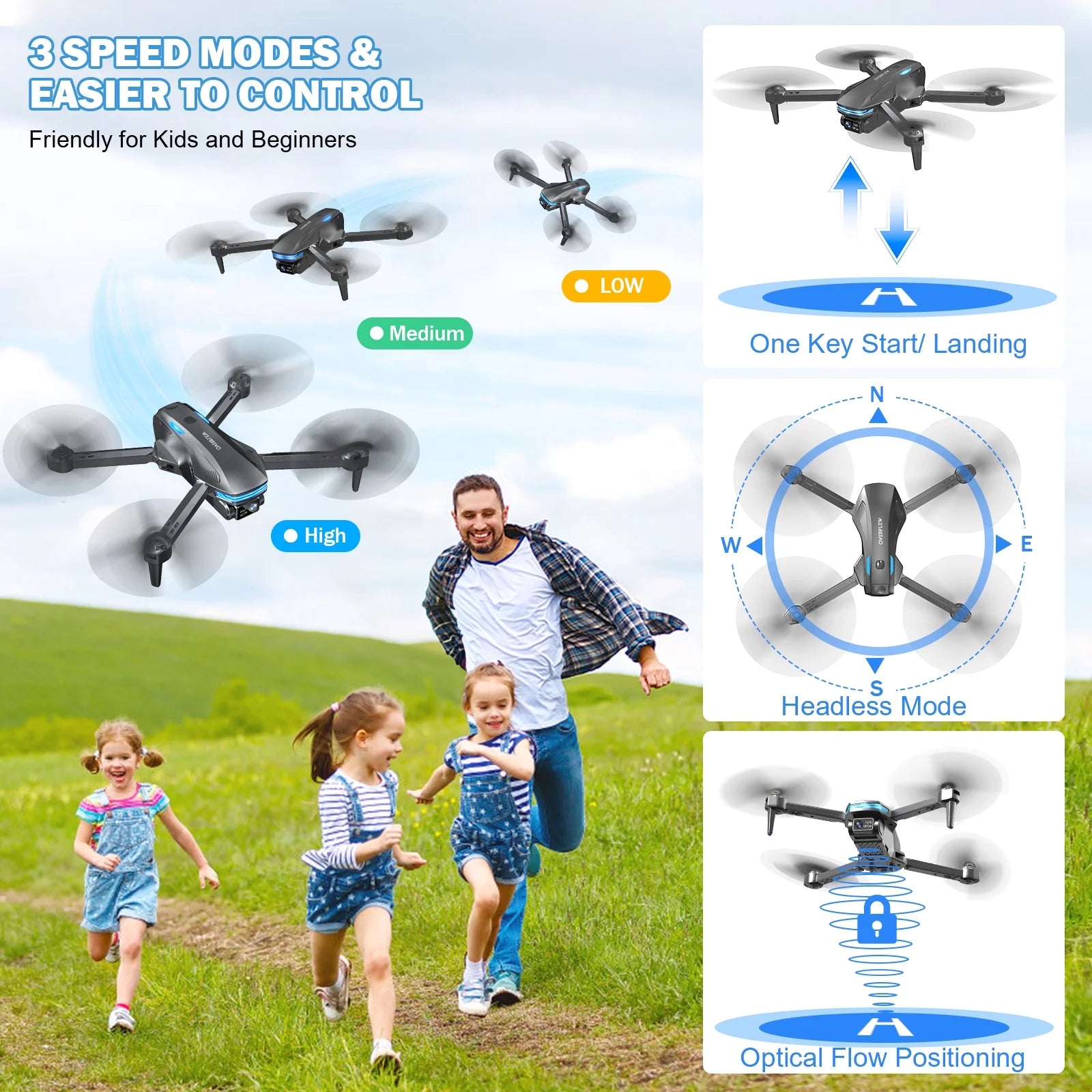 Aerial Drone with Camera, 1080P FPV, Brushless Motor, Optical Flow Positioning